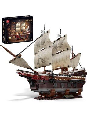 Pirate Ship Building Set with LED Lights, 2076 PCS Model Kit for Creative Fun